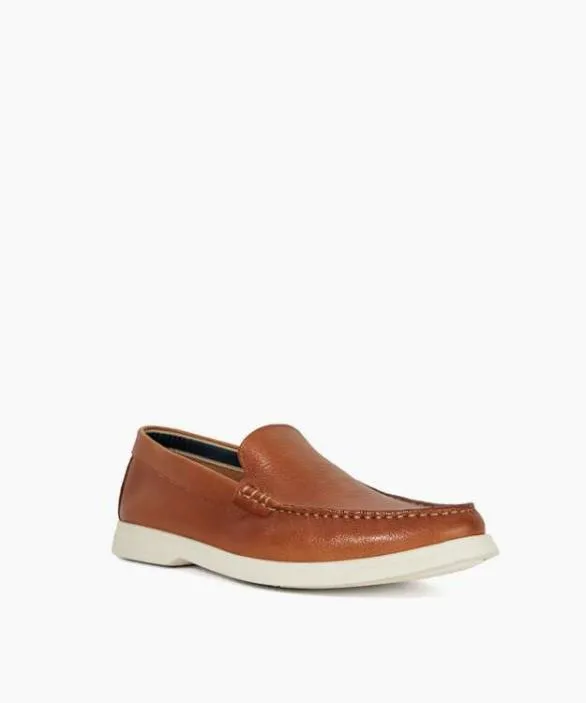 Dune London Brown Shoes Men Buftonn Tan Topstitch Casual Loafers Brown