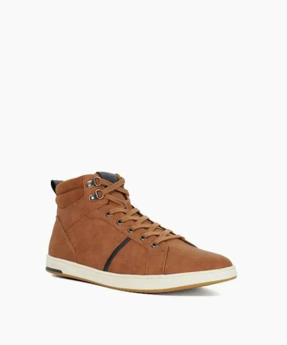 Dune London Brown Shoes Men Sailors Tan Fabric Lace Up Mid Trainer Brown