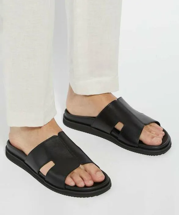 Dune London Casual Sandals Men Insight Black Leather Sandals Black