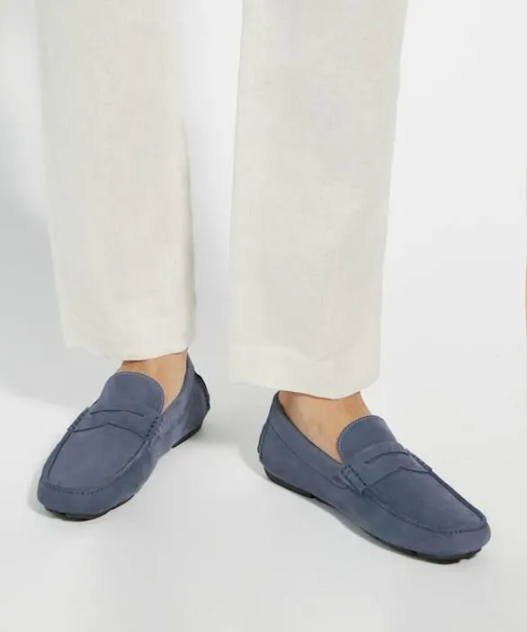 Dune London Casual Shoes Men Bradlay Blue Suede Driver Blue