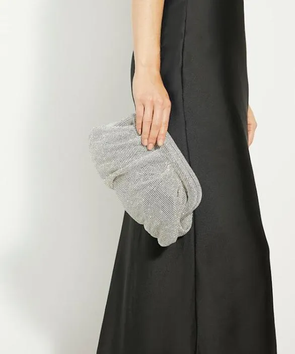 Dune London Clutch Bags Women Elegent Silver Embellished Mesh Clutch Bag Metallic