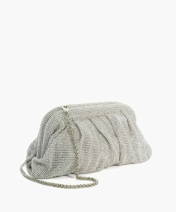 Dune London Clutch Bags Women Elegent Silver Embellished Mesh Clutch Bag Metallic