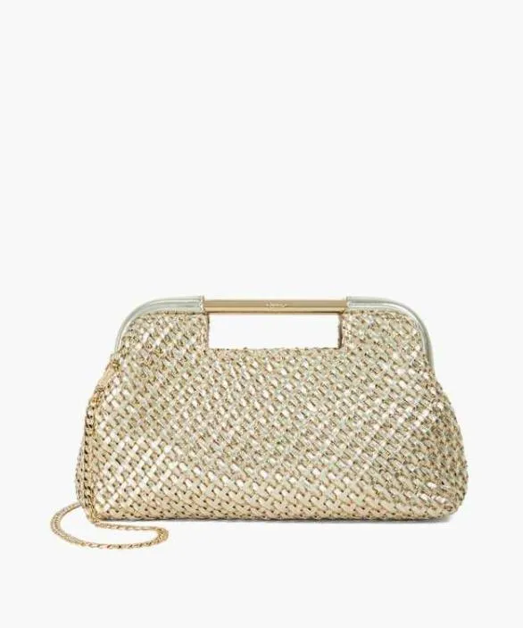 Dune London Clutch Bags Women Expression Gold Woven Grab Bag With Chain Handle Metallic