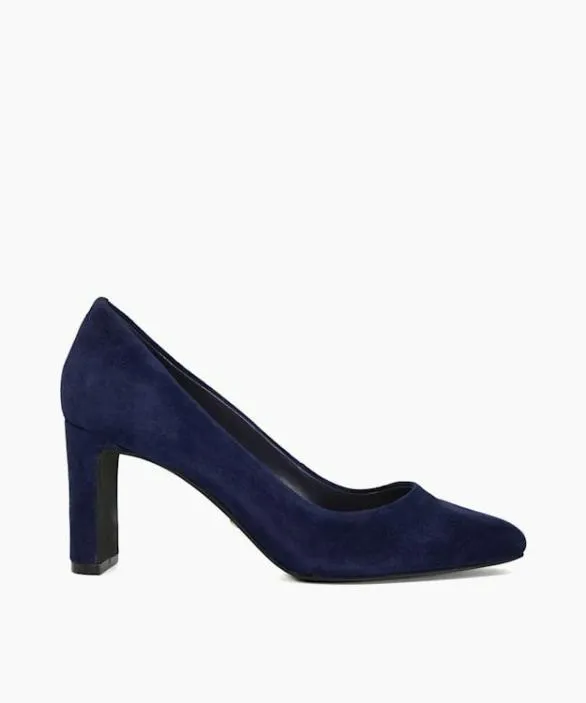 Dune London Court Shoes Women Arriving Navy High Block Heel Court Shoes Blue
