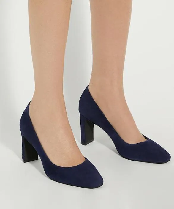 Dune London Court Shoes Women Arriving Navy High Block Heel Court Shoes Blue