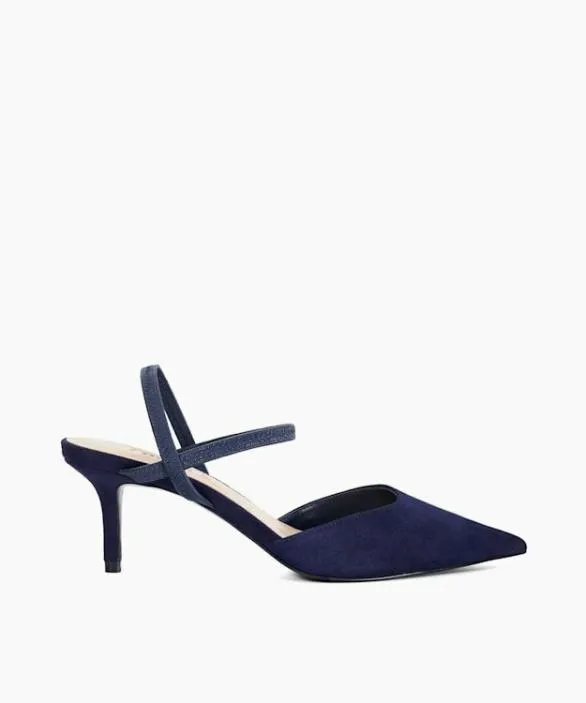 Dune London Court Shoes Women Classical Navy Suede Slingback Courts Blue