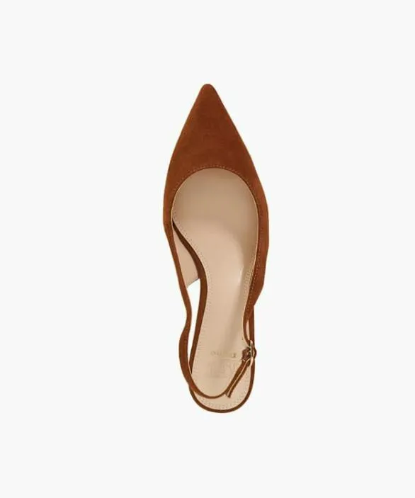 Dune London Court Shoes Women Clinking Rust Pointed Toe Kitten Heel Shoes Brown