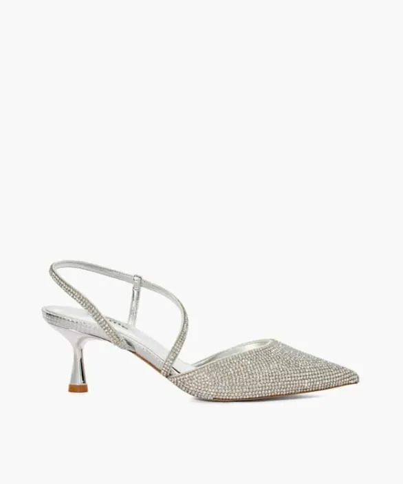 Dune London Court Shoes Women Competitive Silver Hotfix Kitten Heel Slingbacks Metallic Dune London Court Shoes Women Competitive Silver Hotfix Kitten Heel Slingbacks Metallic