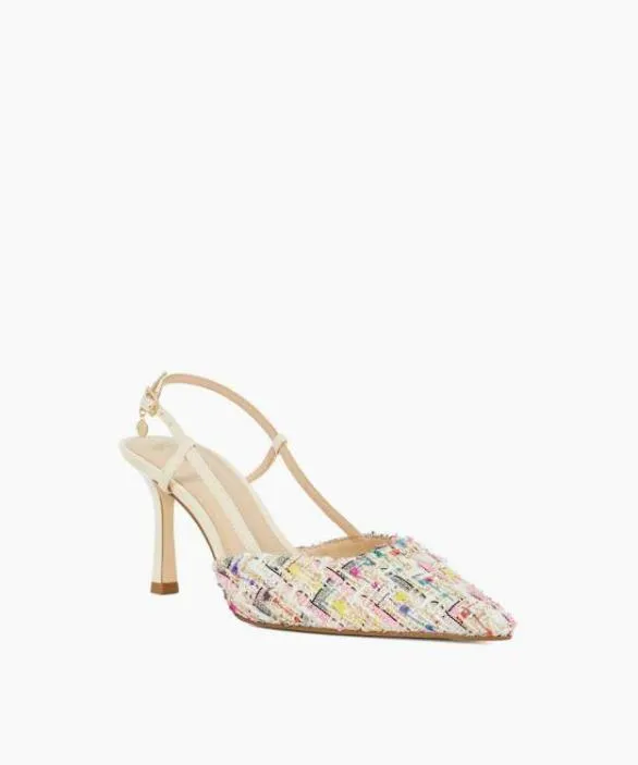 Dune London Court Shoes Women Composure Multi Pointed Mid Heel Slingback Sandals Multi