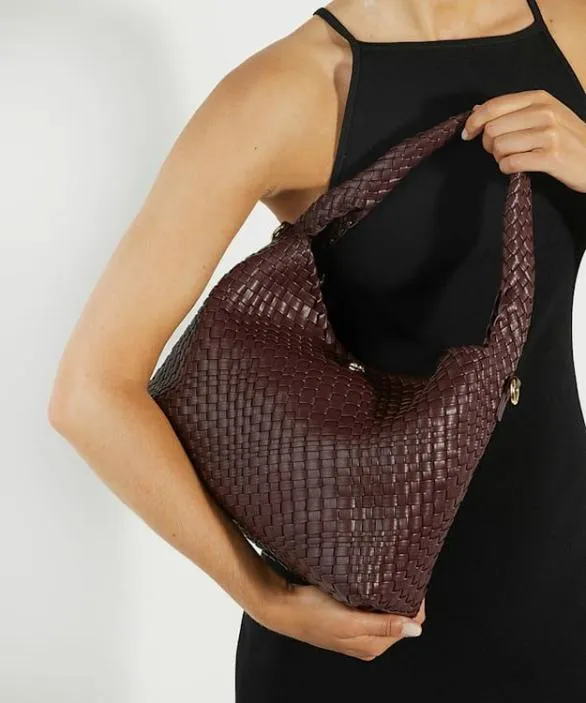 Dune London Deliberate Bags Women Deliberate Burgundy Woven Shoulder Bag Red