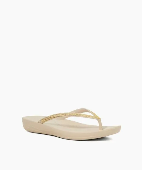 Dune London Flat Sandals Women Iqushion Sparkl Beige Ombre Sparkle Flip Flops Black