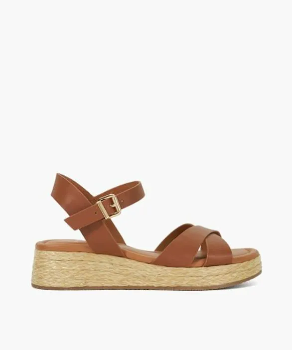 Dune London Flat Sandals Women Littleton Tan Leather Raffia Flatform Sandals Brown Dune London Flat Sandals Women Littleton Tan Leather Raffia Flatform Sandals Brown