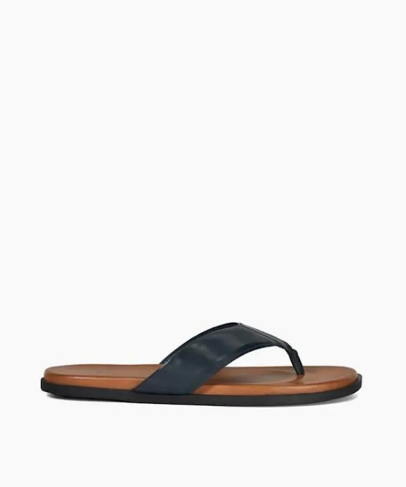 Dune London Flip Flops Men Inspires Navy Leather ToePost Sandals Blue