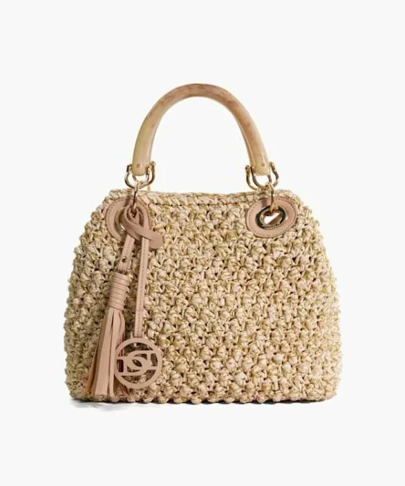 Dune London Handbags Women Deltaz Blush Raffia Grab Bag Neutral