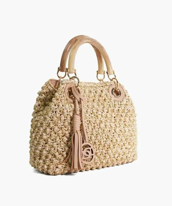 Dune London Handbags Women Deltaz Blush Raffia Grab Bag Neutral