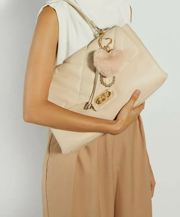 Dune London Leather Bags Women Regency Cream Leather Shoulder Bag Neutral