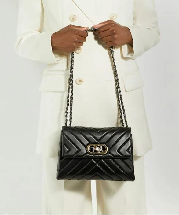 Dune London Leather Bags Women Regent Black Quilted Leather Handbag Black Leather
