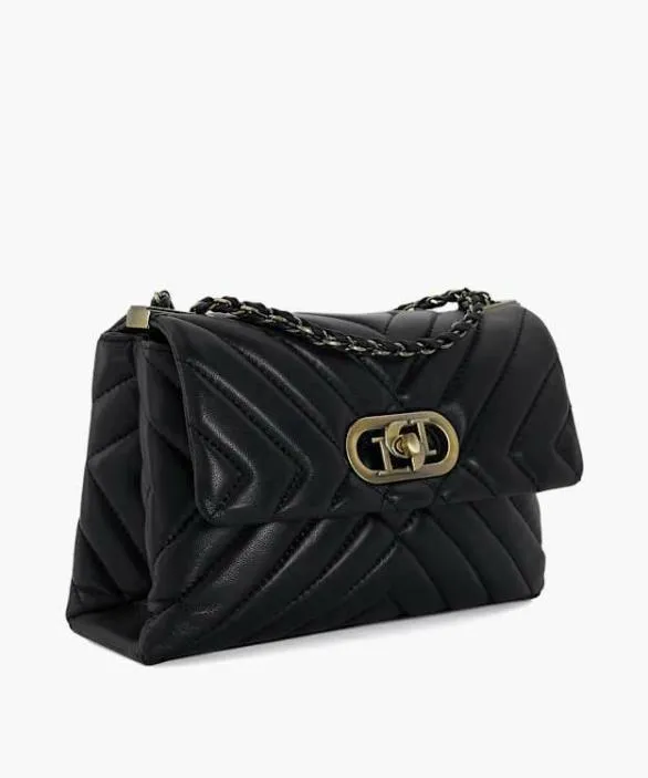 Dune London Leather Bags Women Regent Black Quilted Leather Handbag Black Leather