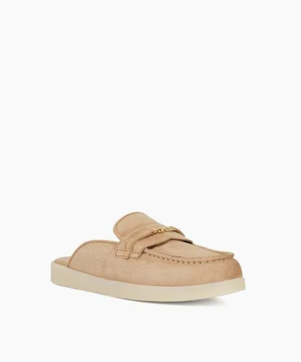 Dune London Loafers Women Gracious Sand Suede Backless Snaffle Trim Casual Loafers Neutral