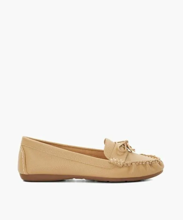 Dune London Loafers Women Grovers Camel Leather Moccasins With Bow Detail Neutral Dune London Loafers Women Grovers Camel Leather Moccasins With Bow Detail Neutral