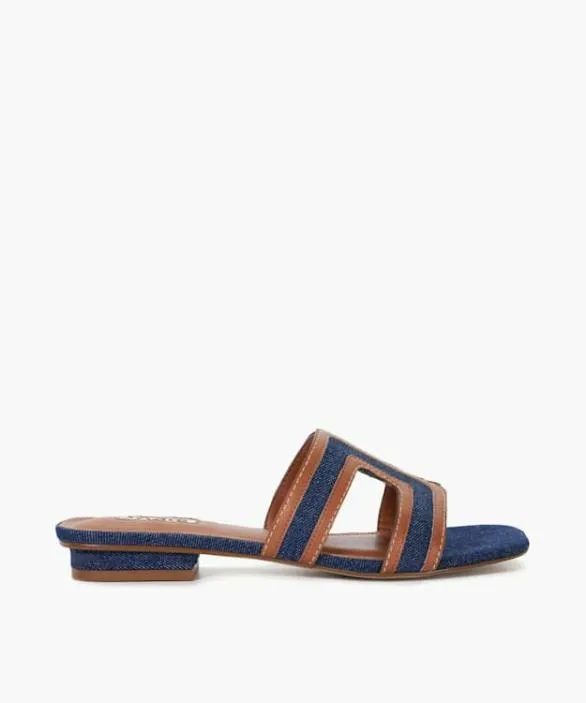 Dune London Loupe Sandals Women Loupe Navy Denim Slider Sandals Blue