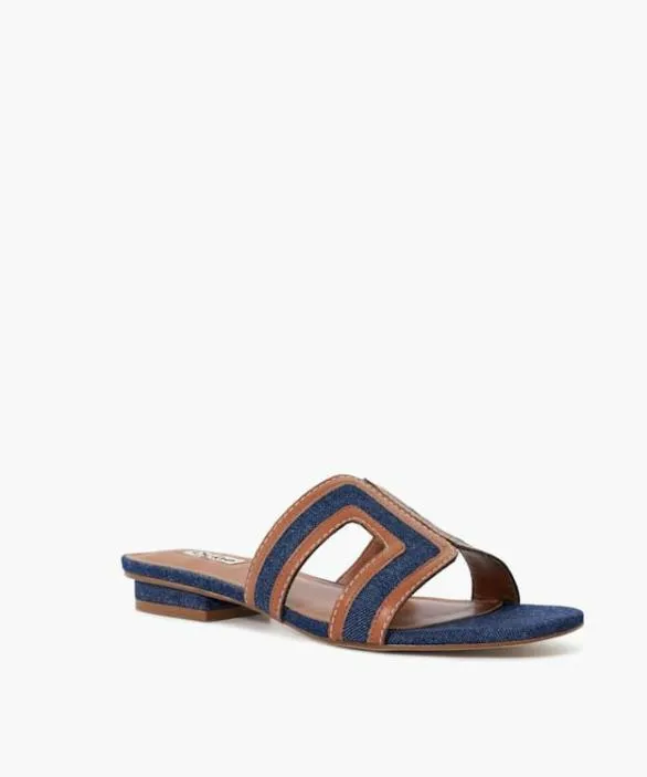 Dune London Loupe Sandals Women Loupe Navy Denim Slider Sandals Blue