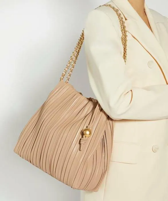 Dune London Shoulder Bags Women Dominic Blush Pleated Chain Handle Bag Pink