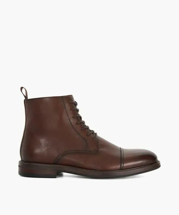 Dune London Smart Boots Men Matias Brown Toe Cap Detail Ankle Boot Brown