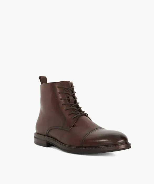 Dune London Smart Boots Men Matias Brown Toe Cap Detail Ankle Boot Brown