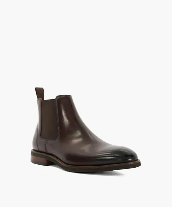 Dune London Smart Boots Men Maxton Brown Pull On Leather Boots Brown