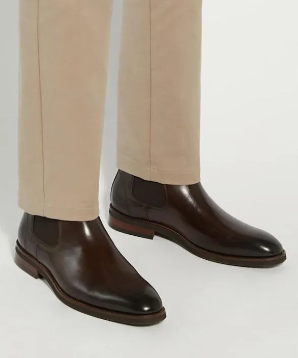 Dune London Smart Boots Men Maxton Brown Pull On Leather Boots Brown