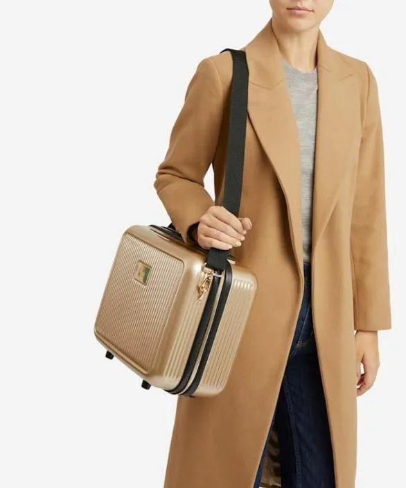 Dune London Suitcases and Luggage Women Olive Vanity Gold Travel Vanity Case Metallic