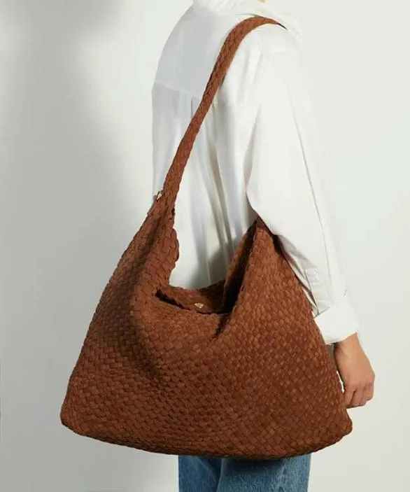Dune London Tote Bags Women Deliberate XL Brown Extra Large Woven Shoulder Bag Black
