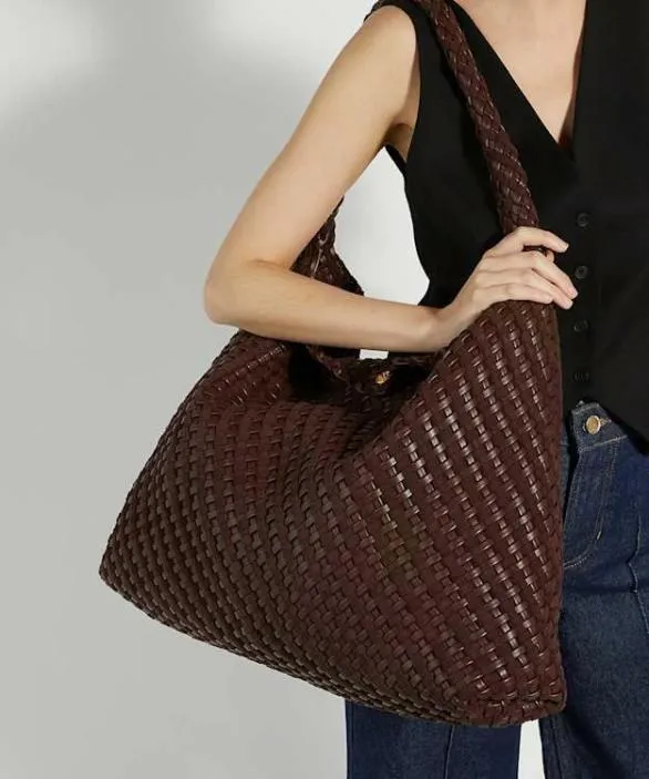 Dune London Tote Bags Women Deliberate XL Chocolate Extra Large Woven Shoulder Bag Brown