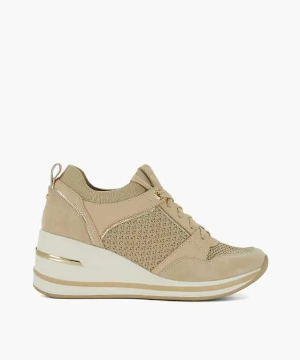 Dune London Trainers Women Eiline 2 Cream Lace Up Wedge Trainers Neutral