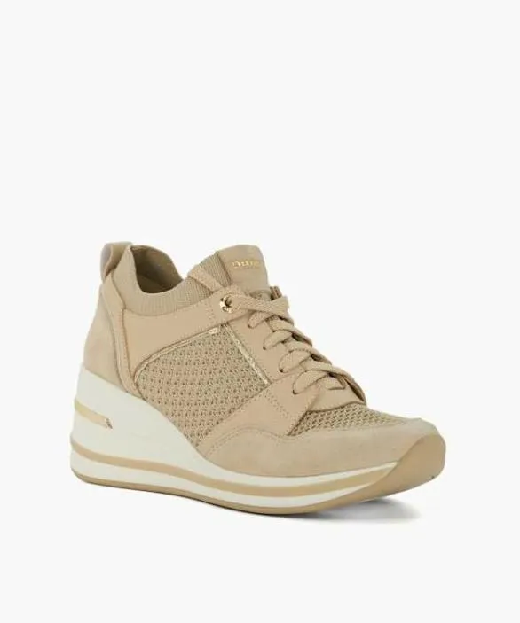 Dune London Trainers Women Eiline 2 Cream Lace Up Wedge Trainers Neutral