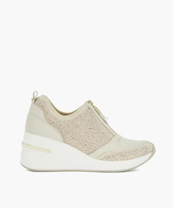 Dune London Trainers Women Elsha Ecru Embellished Wedge Heel Trainers Neutral Dune London Trainers Women Elsha Ecru Embellished Wedge Heel Trainers Neutral
