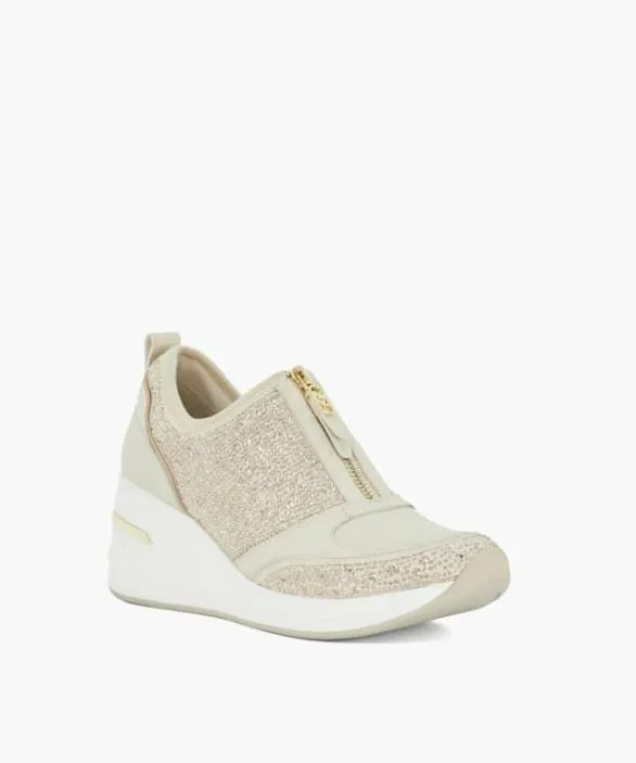 Dune London Trainers Women Elsha Ecru Embellished Wedge Heel Trainers Neutral