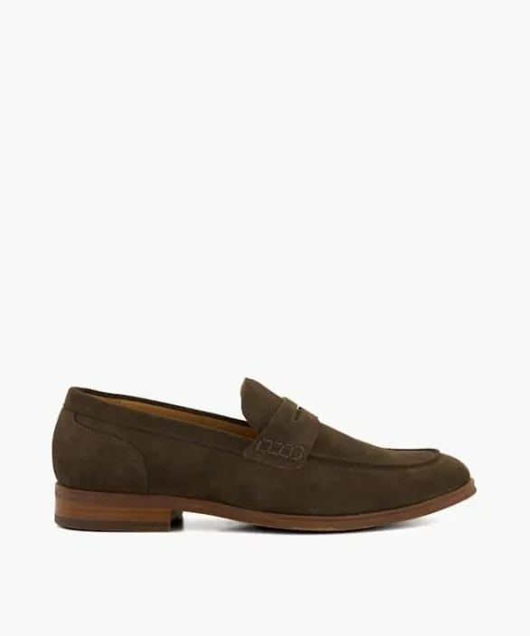 Dune London Wide Fit Shoes Men Sulli Brown Wide Fit Penny Loafers Brown