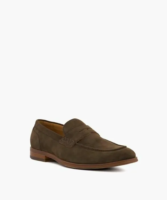 Dune London Wide Fit Shoes Men Sulli Brown Wide Fit Penny Loafers Brown