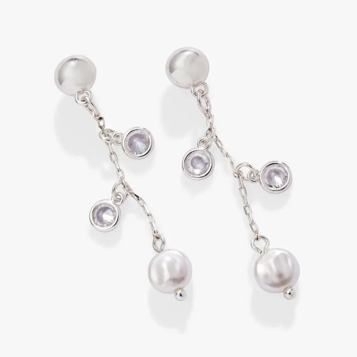 Earrings Women Alex And Ani Crystal Pearl Drop Earrings Silver