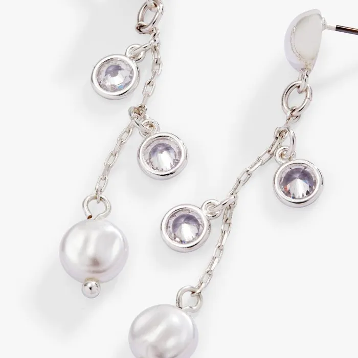 Earrings Women Alex And Ani Crystal Pearl Drop Earrings Silver