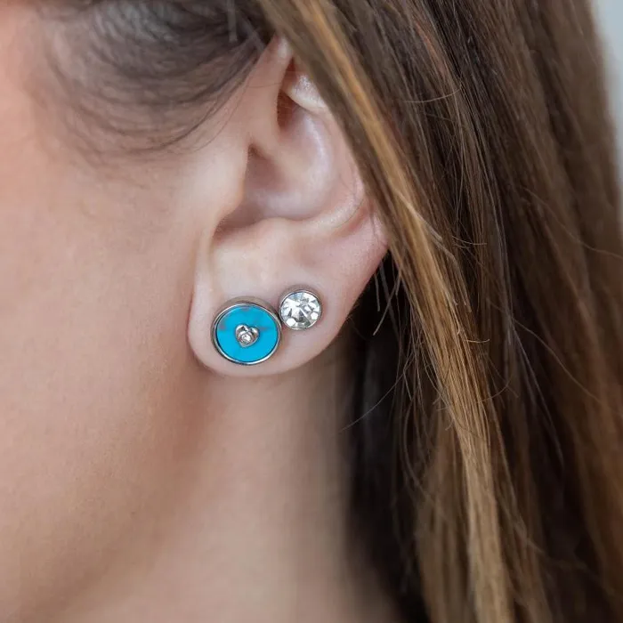 Earrings Women Alex And Ani Heart Crystal Earring Set Reconstituted Turquoise Silver