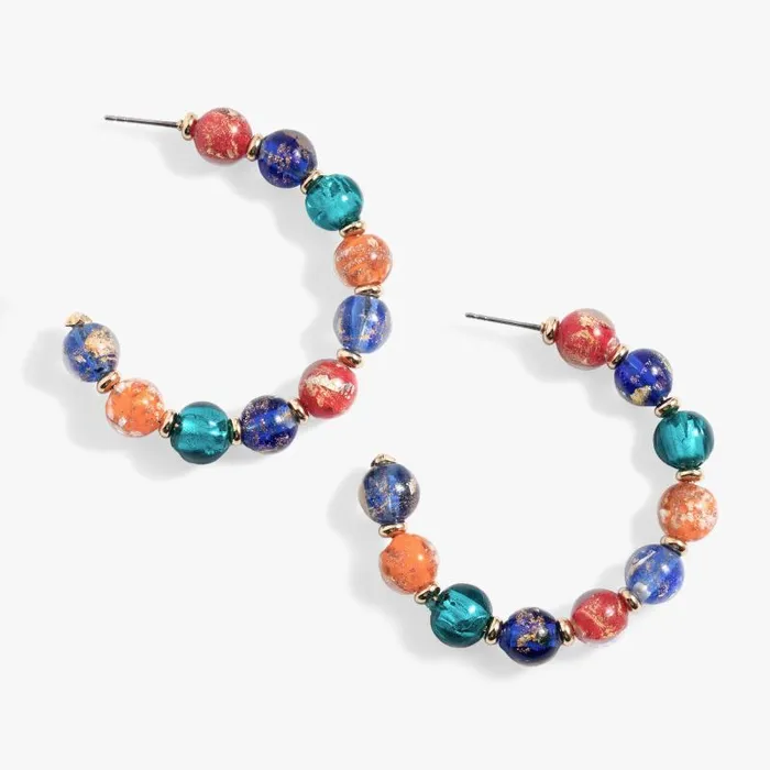 Earrings Women Alex And Ani Murano Beads Beaded Hoop Gold