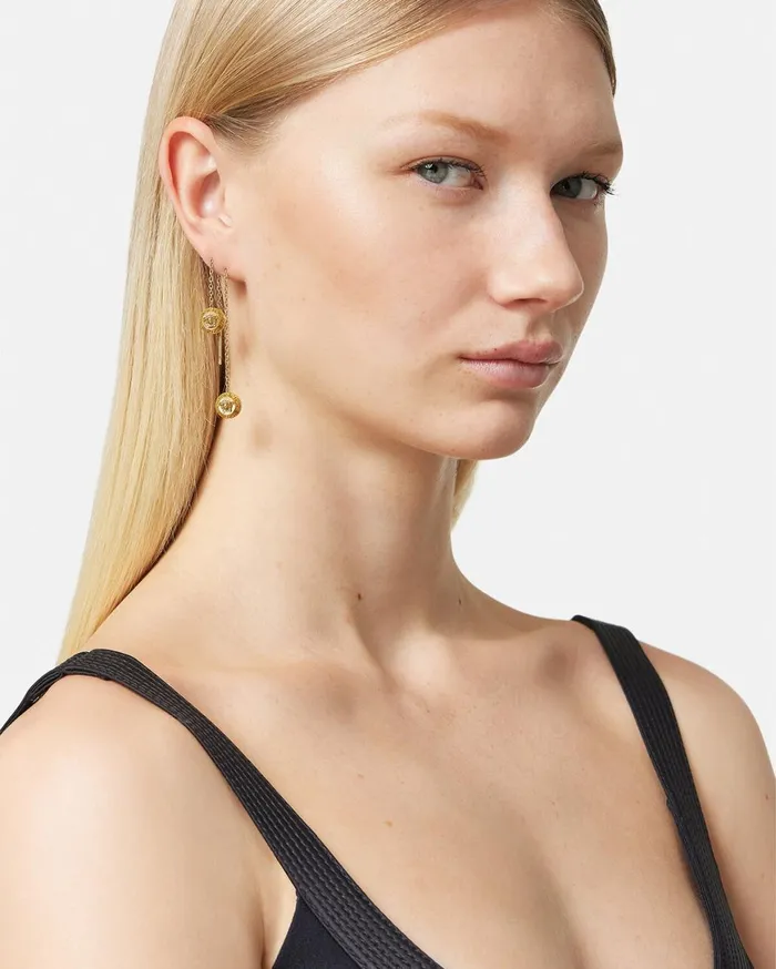 Earrings Women Versace Medusa Drop Earrings Light Gold