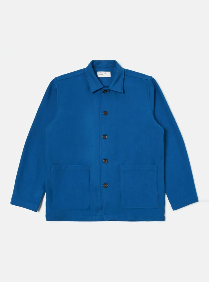 Easy Jacket In Blue Melton Men Universal Works Overshirts