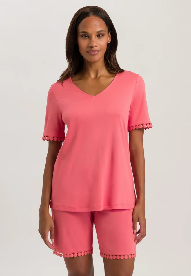 Embroidered Short Pajama Set Porcelain Rose Women HANRO Pajama Sets