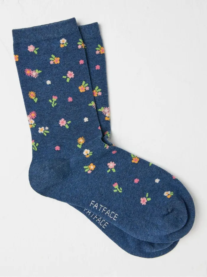 Fat Face 3 For 2 Socks Blue Ditsy Floral Socks 1 Pack Size 47 8211 Women