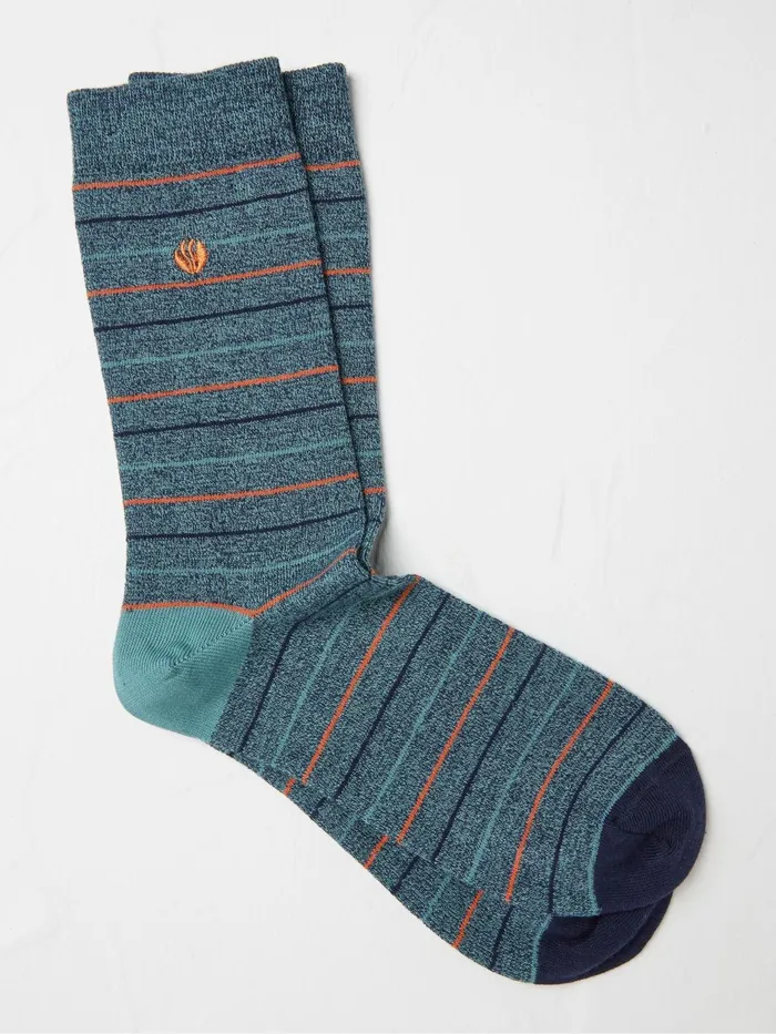 Fat Face 3 For 2 Socks Green Stripe Socks 1 Pack 8211 Men