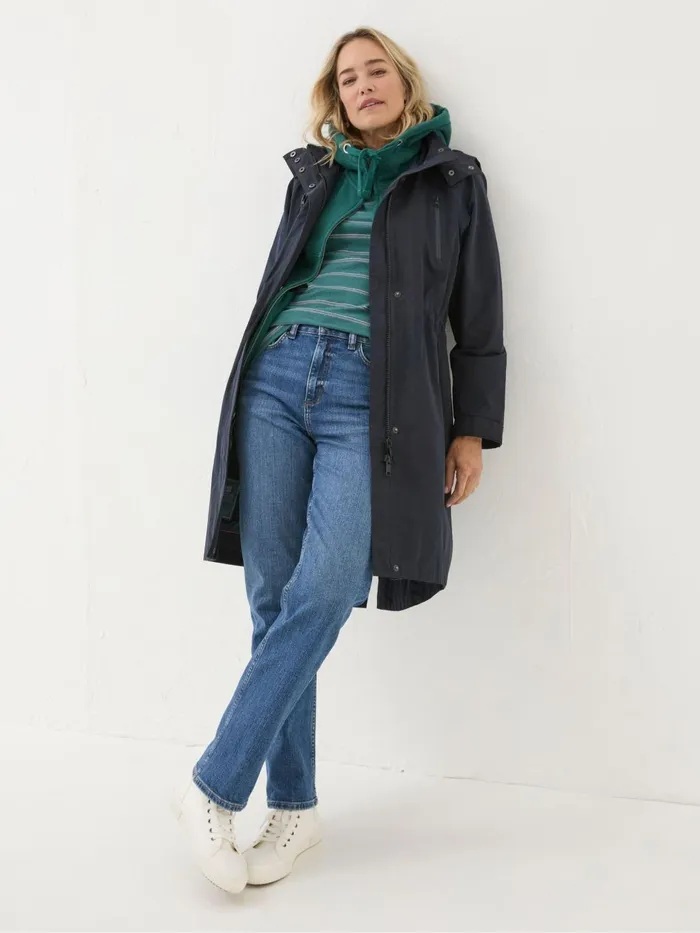 Fat Face Coats and Jackets Juno Navy Waterproof Long Coat 8211 Women